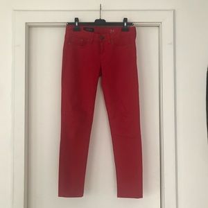 J crew red matchstick ankle jeans